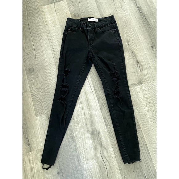 KanCan Jeans 25 Black Distressed - Picture 1 of 7